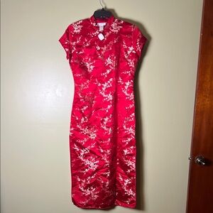Victoria’s Secret Elegant Red Floral ,feminine, Oriental, Cheongsam Dress.